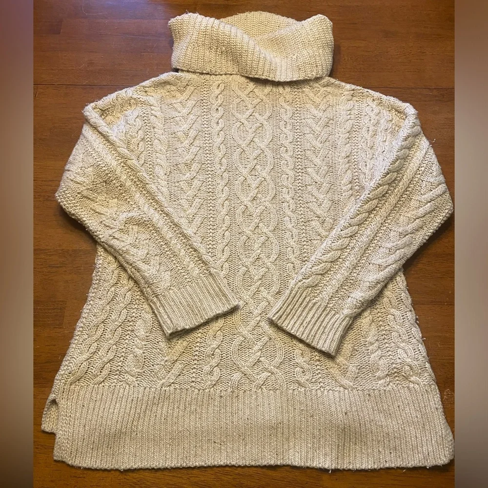 Lauren Ralph Lauren Cream Cable Knit Cowl Neck Fisherman Sweater